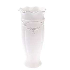 Vallada kerámia váza, fehér, 11,5 x 25 x 11,5 cm