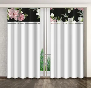 Egyszerű fehér függöny rózsaszín és fehér pünkösdi rózsaszínű függönyökkel Szélesség: 160 cm | Hossz: 250 cm #1173995