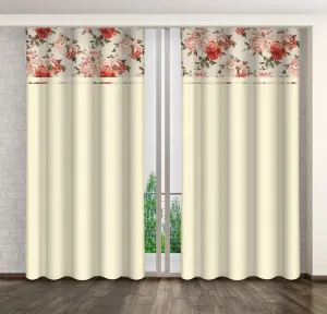 Elegáns bézs színű függöny színes virágmintával Szélesség: 160 cm | Hossz: 250 cm #1173987