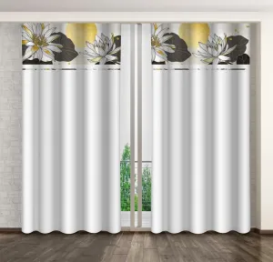 Klasszikus fehér függöny lótuszvirágokkal Szélesség: 160 cm | Hossz: 250 cm #1173928
