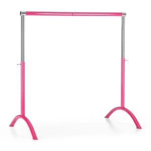 KLARFIT Bar Lerina hordozható balett rúd, 110x113 cm, állítható magasság, acél, rózsaszín
