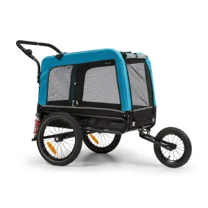 KLARFIT Husky Vario, 2 az 1-ben, kutya utánfutó, kutyaszállító kocsi, kb. 240L, 600D, Oxford, kék