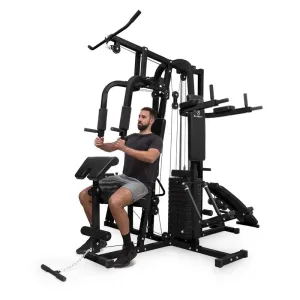 KLARFIT Ultimate Gym 9000, fitnesz állomás, 7 hely, 120 kg-ig, QR acél, fekete