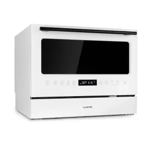 Klarstein Azuria, mosogatógép, 1380 W, 6,5L, 6 teríték, F energiahatékonysági osztály, elülső üveglap, fehér