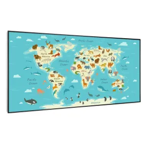 Klarstein Wonderwall Air Art Smart, infravörös hősugárzó, 120 x 60 cm, 700 W, térkép állatokkal #31721