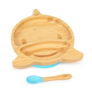 Klarstein Gyermek étkészlet, bambusz tányér és kanál, 250 ml, mellékelve tapadókorong, 18 x 18 cm #31974