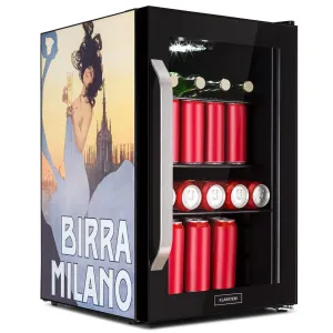 Klarstein Beersafe 70 Birra Milano Edition, hűtőszekrény, 70 liter, 3 polc, panoráma üvegajtó, rozsdamentes acél