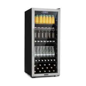 Klarstein Beersafe 7XL, hűtőszekrény, 242 liter, 5 polc, panoráma üvegajtó, rozsdamentes acél #1480196
