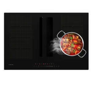 Klarstein Chef-Fusion Down Air System, indukciós tűzhely + DownAir páraelszívó, 77 cm, 600 m³/h EEC A