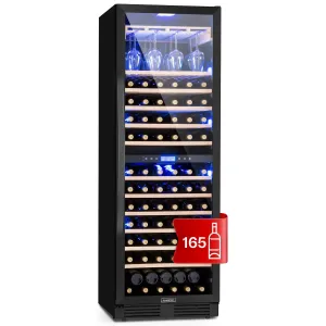 Klarstein Vinovilla Onyx Grande Duo, borhűtő, 425 liter, 165 palack, 3 színű LED világítás, fekete #1515881