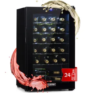 Klarstein Shiraz 24 Uno, borhűtő, 63 liter, 24 palack, 5-18°C, érintőképernyős vezérlőpanel