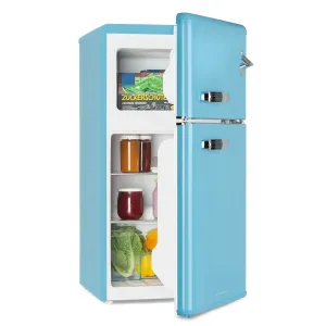 Klarstein Irene, kombinált retro hűtőszekrény, 61 liter hűtőszekrény, 24 liter fagyasztó, kék