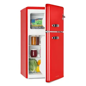 Klarstein Irene, kombinált retro hűtőszekrény, 61 liter hűtőszekrény, 24 liter fagyasztó, piros #29548