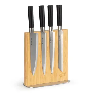 Klarstein Késtartó, egyenes, mágneses, 8 - 12 kés részére, bambusz, rozsdamentes acél