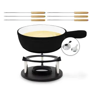 Klarstein Holsten, fondue készlet, edény, melegítő, égő, 6 villa, 1,5 L, öntöttvas #628271