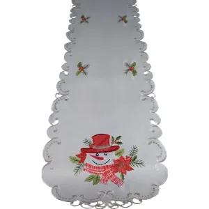Karácsonyi szürke asztali futó hímzett hóemberrel Szélesség: 40 cm | Hosszúság: 160 cm