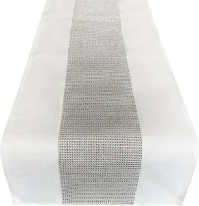 Elegáns fehér asztalterítő kocka cirkóniával díszítve Szélesség: 40 cm | Hosszúság: 220 cm #1173895