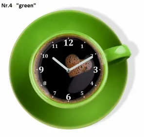 Konyhai óra kávés csésze formájú Zöld #1379780