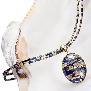 Lampglas Bámulatos női nyaklánc Egyptian Queen Lampglas gyönggyel és 24 karátos arannyal NP28