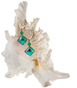 Lampglas Elegáns Emerald Princess fülbevaló Lampglas gyönggyel ERO1, tiszta ezüst