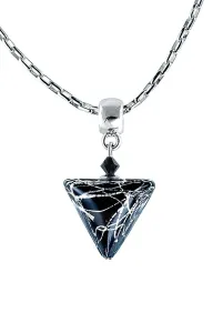 Lampglas Elegáns nyaklánc Black Marble Triangle tiszta ezüsttel a Lampglas NTA2 gyöngyben