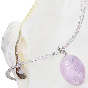 Lampglas Elegáns Pink Lace nyaklánc Lampglas gyönggyel, tiszta ezüst NP2