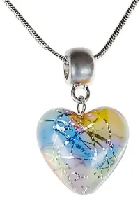 Lampglas Elegáns Romantic Heart nyaklánc Lampglas gyönggyel, tiszta ezüst NLH6