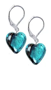 Lampglas Elegáns Turquoise Heart fülbevaló Lampglas gyönggyel ELH5, tiszta ezüst