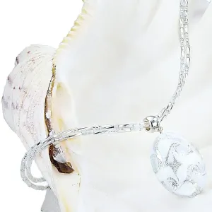 Lampglas Elegáns White Lace nyaklánc Lampglas gyönggyel, tiszta ezüst NP1