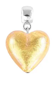 Lampglas Gyengéd Golden Heart medál 24 karátos arannyal és Lampglas gyöngyökkel S24