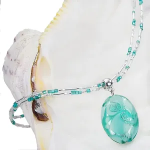 Lampglas Gyengéd női nyaklánc Turquoise LaceLampglas gyönggyel, tiszta ezüst NP5
