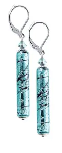 Lampglas Gyönyörű türkiz fülbevaló tiszta ezüsttel Turquoise Love Lampglas gyönggyel EPR10