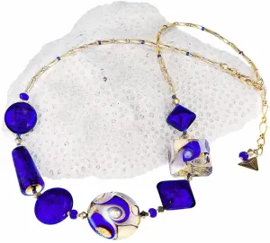 Lampglas Lenyűgöző Gold Blue nyaklánc 24 karátos arannyal és ezüsttel ellátott Lampglas NRO5 gyönggyel