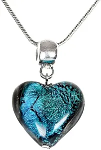 Lampglas Rendkívüli Turquoise Heart nyaklánc Lampglas gyönggyel, tiszta ezüst NLH5