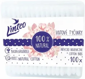 LINTEO - Papír fültisztító pálcika 100% natural 100 db dobozban