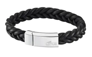 Lotus Style Fekete bőr karkötő Men Basic LS2095-2/2
