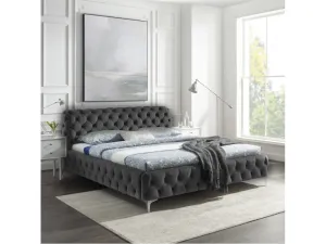 Design ágy Rococo 180 x 200 cm szürke bársony - raktáron
