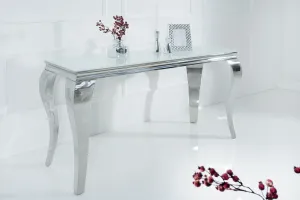 Stílusos konzolasztal Rococo 140cm fehér / ezüst