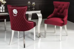 Design szék Queen Levia fej bársony piros