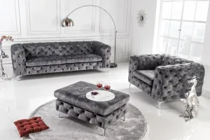 Design fotel Rococo sötétszürke bársony