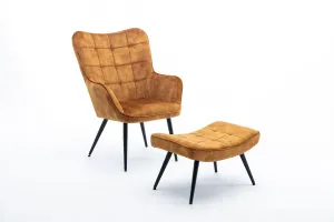 Design fotel Sweden mustársárga bársony