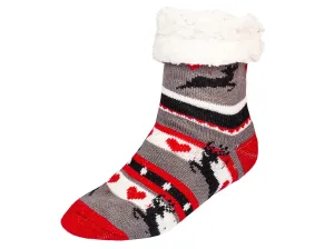 Téli zokni - szürke/piros - Méretet 35-42 #20508