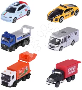 Kisautók városi City Vehicles Majorette mozgatható részekkel 7,5 cm hosszú 6 különböző fajta