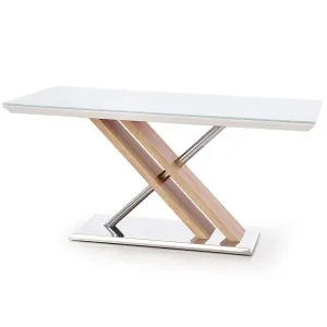 Asztal Nexus 160 Üveg/Mdf/Acél – Fehér/Sonoma