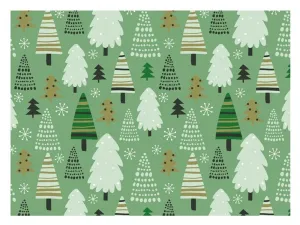 Karácsonyi csomagolópapír LUX - zöld fákkal - 100x70 cm - MFP Paper