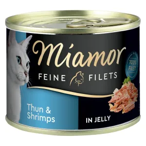 12x185g Miamor finom filék tonhal & garnélarák nedves macskaeledel