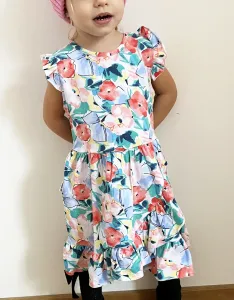 Kislány nyári ruha- Színes virágok Méret: 104 (4éves)
