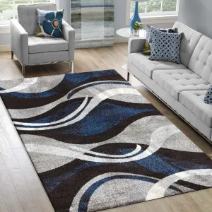 Eredeti szőnyeg absztrakt mintával, kék-szürke színben Szélesség: 80 cm | Hossz: 150 cm