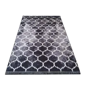 Fekete csúszásgátló szőnyeg díszekkel Szélesség: 120 cm | Hossz: 180 cm #705497