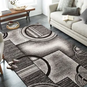 Modern szürke-barna szőnyeg absztrakt körökkel Szélesség: 200 cm | Hossz: 290 cm #709110